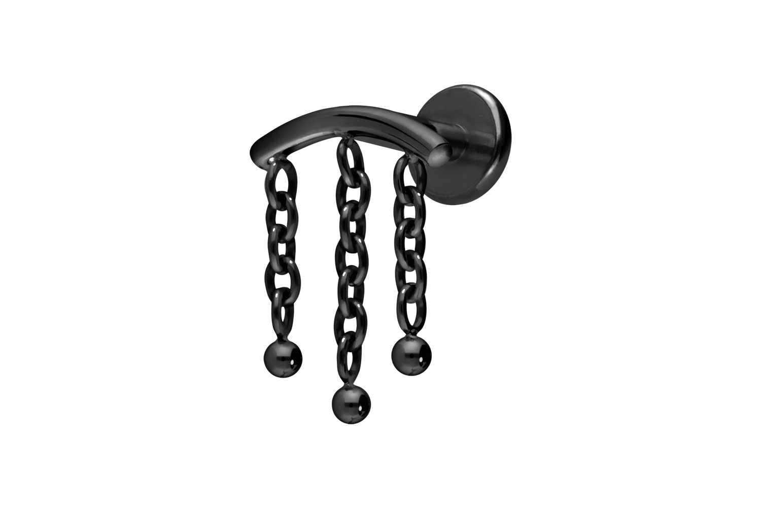 Titan Labret Piercing mit Innengewinde BOGEN + 3 KETTEN